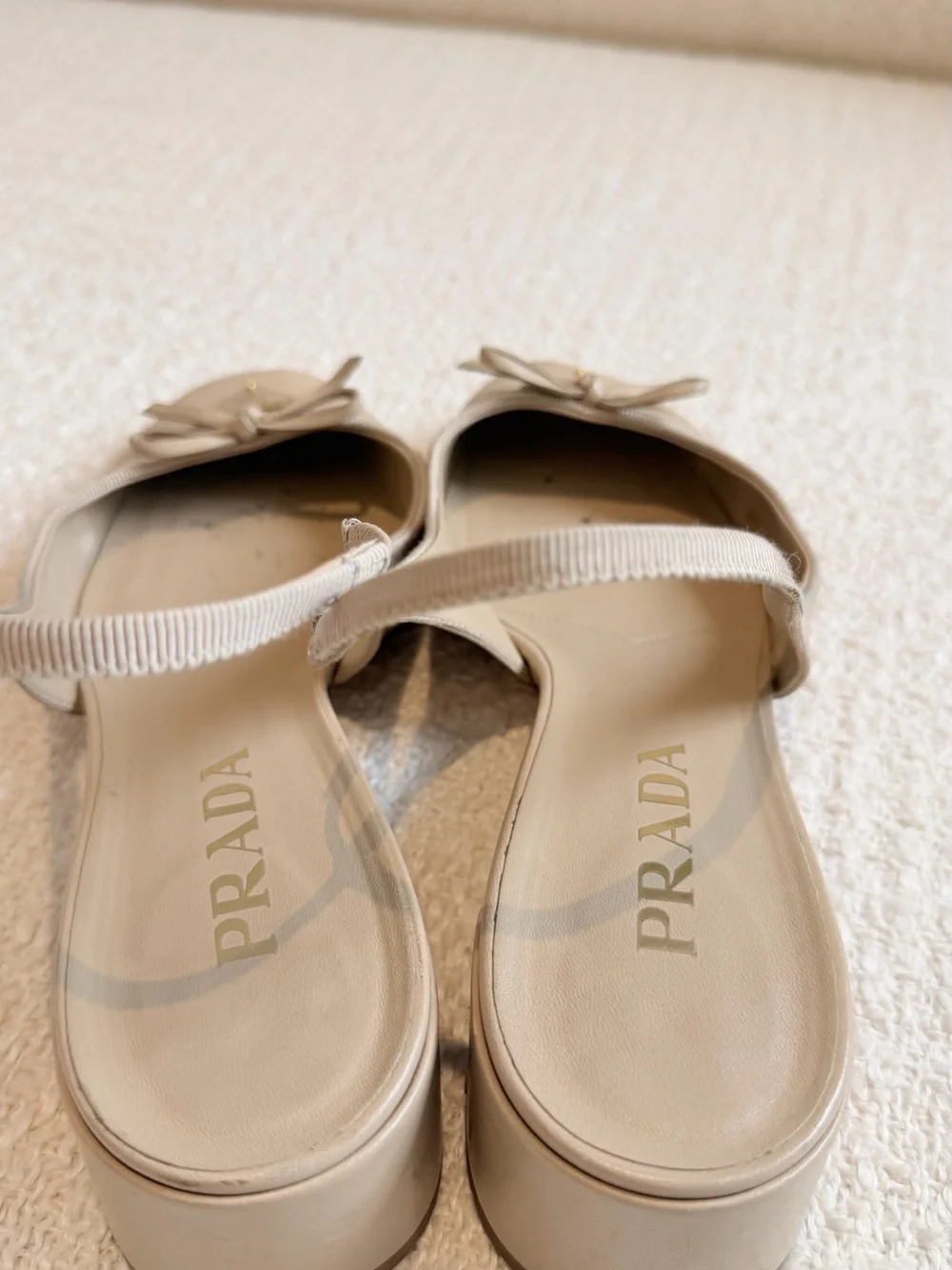 Prada Leather Slingback Pumps – Beige | Size EU 37 / US Women’s 7 | Authentic